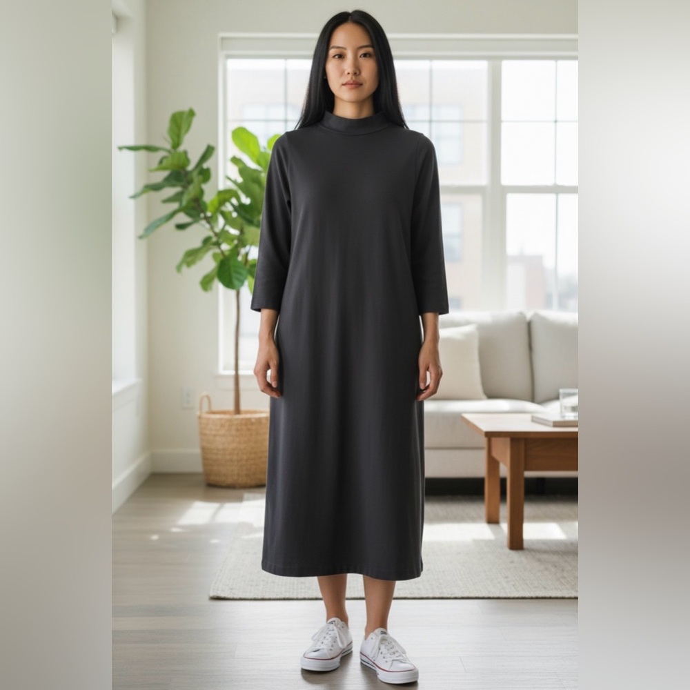 Frank & Eileen Isabelle Funnel Neck Dress, Black, Sz M